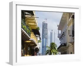 Modern Skyscrapers and Historical Old Town, UNESCO World Heritage Site, Panama City, Panama-Christian Kober-Framed Photographic Print