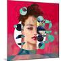 Modern Style Portrait of a Lady with Red Background and Circles-A Frants-Mounted Art Print