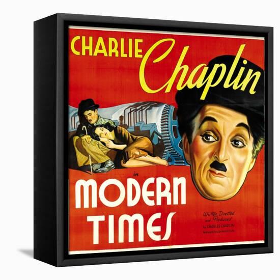 Modern Times, Charlie Chaplin, Paulette Goddard, 1936-null-Framed Stretched Canvas