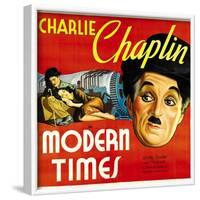 Modern Times, Charlie Chaplin, Paulette Goddard, 1936-null-Framed Art Print