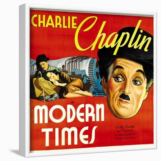 Modern Times, Charlie Chaplin, Paulette Goddard, 1936-null-Framed Art Print