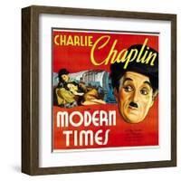 Modern Times, Charlie Chaplin, Paulette Goddard, 1936-null-Framed Art Print