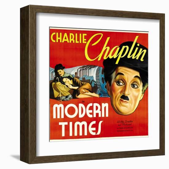 Modern Times, Charlie Chaplin, Paulette Goddard, 1936-null-Framed Art Print