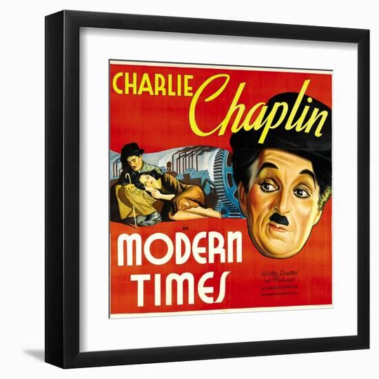 Modern Times, Charlie Chaplin, Paulette Goddard, 1936-null-Framed Art Print