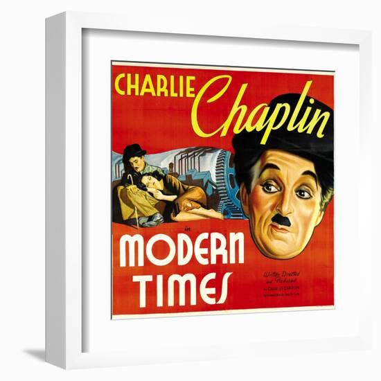 Modern Times, Charlie Chaplin, Paulette Goddard, 1936-null-Framed Art Print