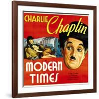 Modern Times, Charlie Chaplin, Paulette Goddard, 1936-null-Framed Art Print