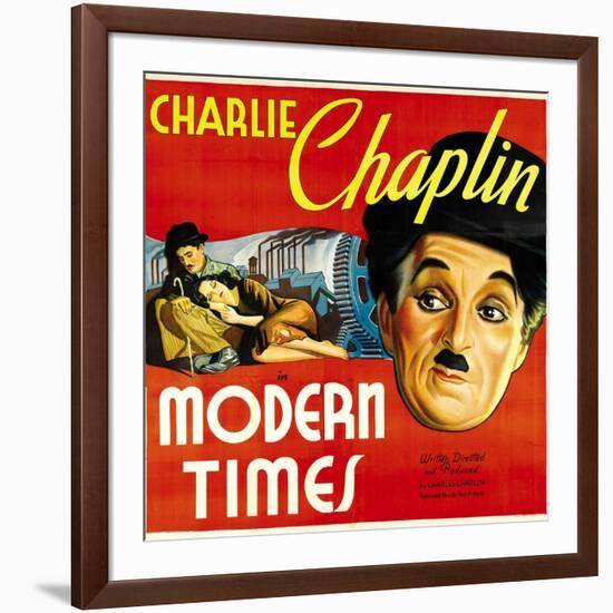 Modern Times, Charlie Chaplin, Paulette Goddard, 1936-null-Framed Art Print