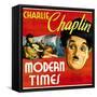 Modern Times, Charlie Chaplin, Paulette Goddard, 1936-null-Framed Stretched Canvas