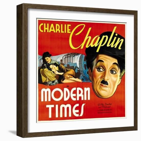 Modern Times, Charlie Chaplin, Paulette Goddard, Charlie Chaplin, 1936-null-Framed Photo