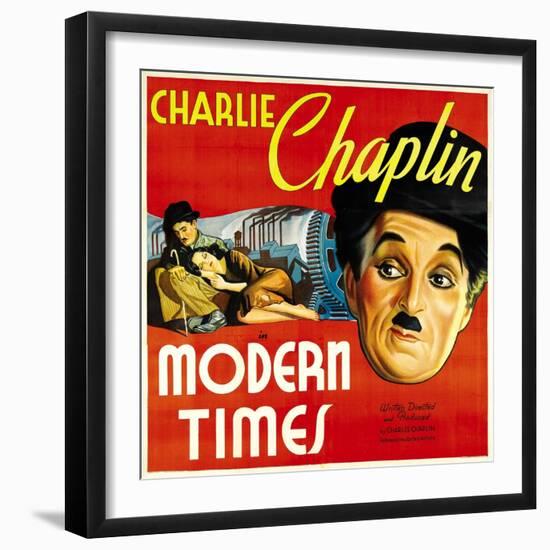 Modern Times, Charlie Chaplin, Paulette Goddard, Charlie Chaplin, 1936-null-Framed Photo