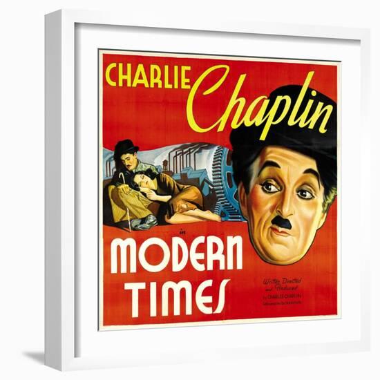 Modern Times, Charlie Chaplin, Paulette Goddard, Charlie Chaplin, 1936-null-Framed Photo