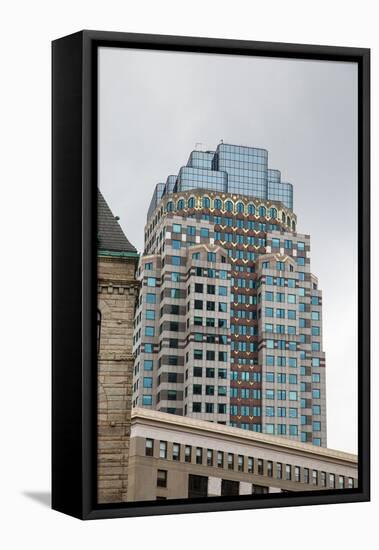 Modern Tower in Boston beyond Classic Buildings-dbvirago-Framed Stretched Canvas