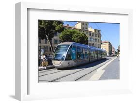 Modern Tram, Nice, Alpes Maritimes, Provence, Cote D'Azur, French Riviera, France, Europe-Amanda Hall-Framed Photographic Print