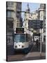 Modern Tram on Leidse Straat, Amsterdam, Netherlands, Europe-Amanda Hall-Stretched Canvas