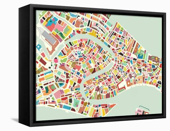 Modern Venice Map-Nikki Galapon-Framed Stretched Canvas