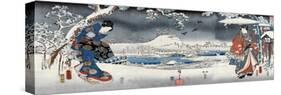 Modern Version of the Tale of Genji in Snow Scenes, Japanese Wood-Cut Print-Lantern Press-Stretched Canvas