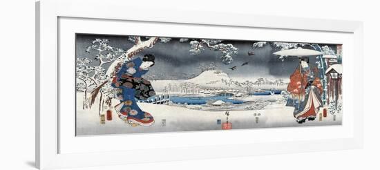 Modern Version of the Tale of Genji in Snow Scenes, Japanese Wood-Cut Print-Lantern Press-Framed Art Print