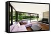 Modern Villa, Interior, Wide Living Room with Pink Divan-zveiger-Framed Stretched Canvas