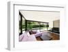 Modern Villa, Interior, Wide Living Room with Pink Divan-zveiger-Framed Photographic Print