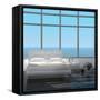 Modern White Bedroom Interior with Seascape View-PlusONE-Framed Stretched Canvas