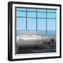 Modern White Bedroom Interior with Seascape View-PlusONE-Framed Photographic Print