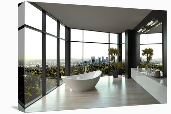 Modern White Luxury Bathroom Interior-PlusONE-Stretched Canvas