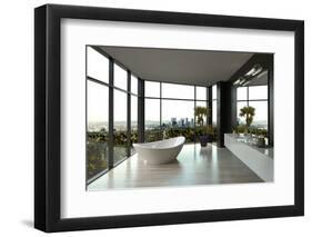 Modern White Luxury Bathroom Interior-PlusONE-Framed Photographic Print