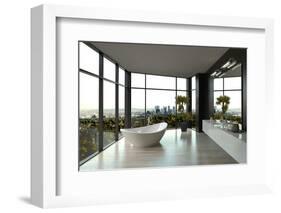 Modern White Luxury Bathroom Interior-PlusONE-Framed Photographic Print