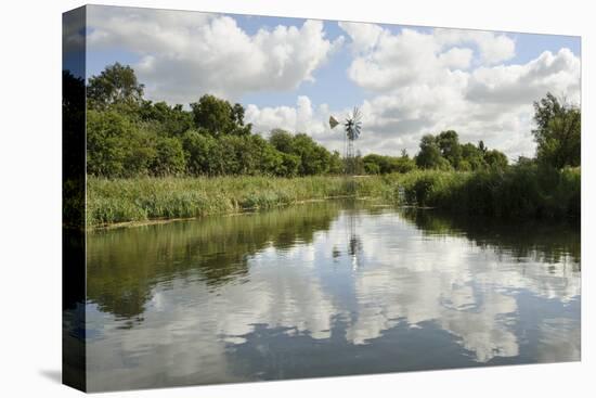 Modern Wind Pump for Pumping Water onto Wicken Fen, Cambridgeshire, UK, June 2011-Terry Whittaker-Stretched Canvas