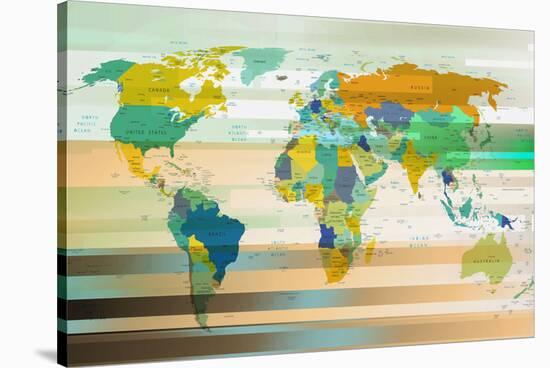 Modern World Map III-null-Framed Stretched Canvas