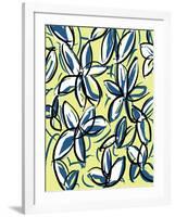 Modern Yellow and Blue Floral-Jan Weiss-Framed Art Print