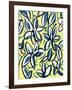 Modern Yellow and Blue Floral-Jan Weiss-Framed Art Print