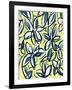 Modern Yellow and Blue Floral-Jan Weiss-Framed Art Print