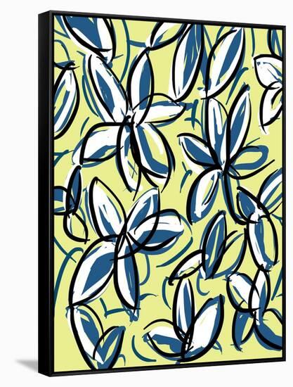 Modern Yellow and Blue Floral-Jan Weiss-Framed Stretched Canvas
