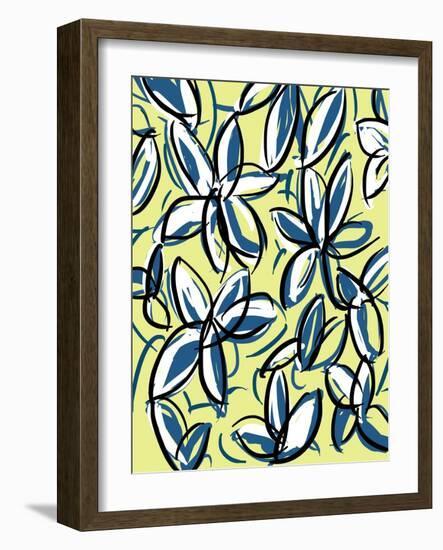 Modern Yellow and Blue Floral-Jan Weiss-Framed Art Print