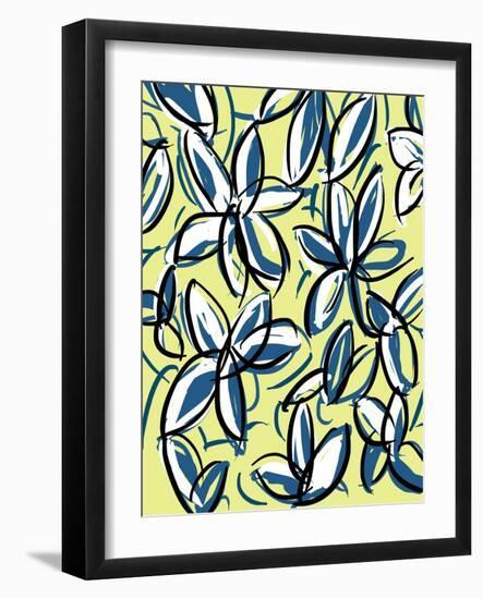 Modern Yellow and Blue Floral-Jan Weiss-Framed Art Print