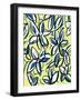 Modern Yellow and Blue Floral-Jan Weiss-Framed Art Print