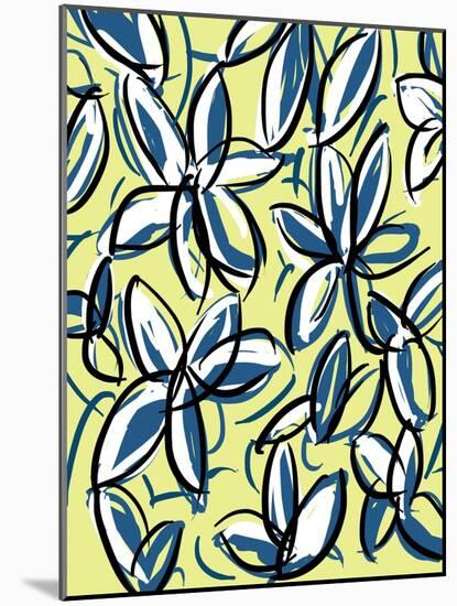 Modern Yellow and Blue Floral-Jan Weiss-Mounted Art Print