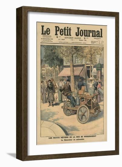 Modernisation of the Street Jobs, the Knife Grinder in His Car-French School-Framed Giclee Print