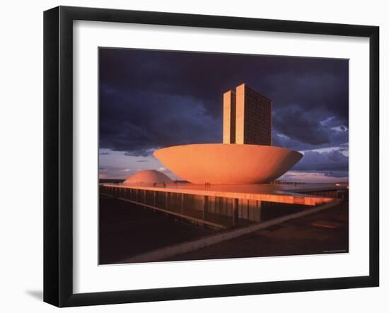 Modernistic Facade of Congress Building Designed by Oscar Niemeyer-Dmitri Kessel-Framed Photographic Print