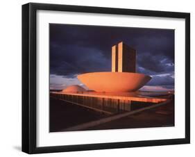 Modernistic Facade of Congress Building Designed by Oscar Niemeyer-Dmitri Kessel-Framed Photographic Print