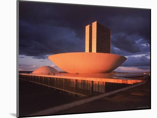 Modernistic Facade of Congress Building Designed by Oscar Niemeyer-Dmitri Kessel-Mounted Photographic Print