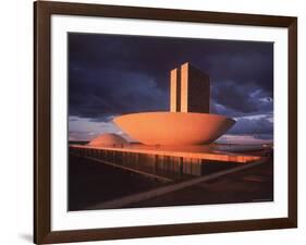 Modernistic Facade of Congress Building Designed by Oscar Niemeyer-Dmitri Kessel-Framed Photographic Print