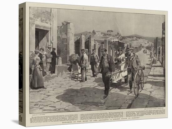 Moderns in the Home of the Ancients, a Street Scene in Pompeii-Frederic De Haenen-Stretched Canvas