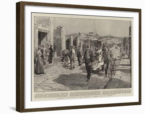 Moderns in the Home of the Ancients, a Street Scene in Pompeii-Frederic De Haenen-Framed Giclee Print