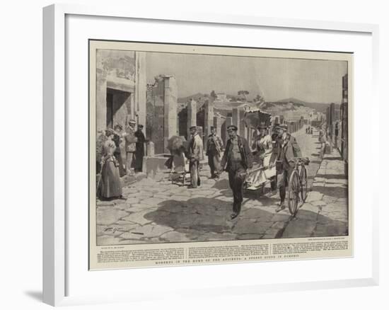 Moderns in the Home of the Ancients, a Street Scene in Pompeii-Frederic De Haenen-Framed Giclee Print