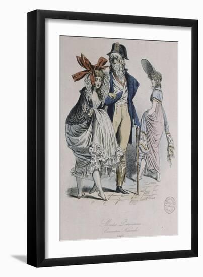 Modes parisiennes ; "Merveilleuses et Incroyables"-Antoine Charles Horace Vernet-Framed Giclee Print