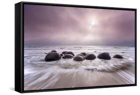 Moeraki Boulders, Koekohe Beach, Otago, New Zealand, October 2010-David Allemand-Framed Stretched Canvas