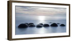 Moeraki boulders with a long exposure at Moeraki Beach, Otago, South Island, New Zealand-Ed Rhodes-Framed Photographic Print