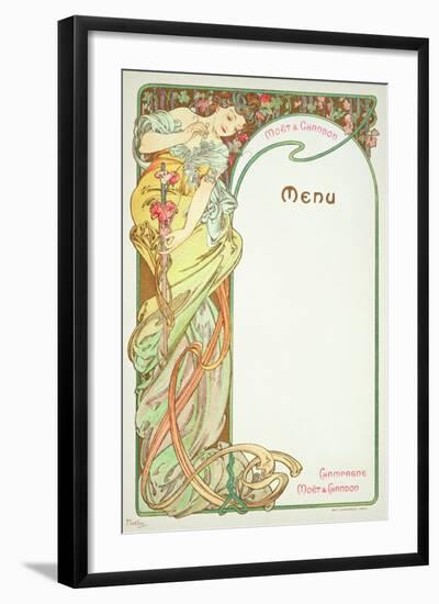 Moet and Chandon Menu, 1899-Alphonse Mucha-Framed Giclee Print